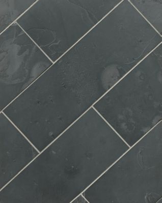 Adoni Black Slate Wall and Floor Tile - 8 x 24 in.