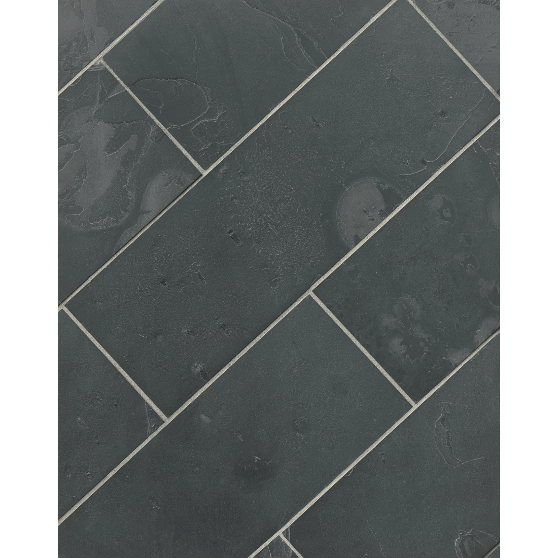 Adoni Black Slate Wall and Floor Tile - 8 x 24 in.