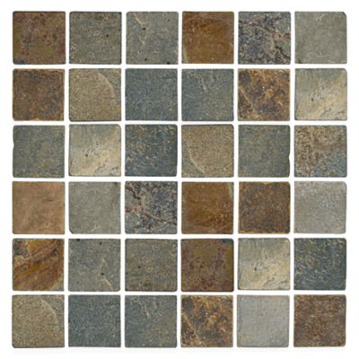 Copper Rust Tumbled Slate Mosaic Wall and Floor Tile - 2 x 2 in - The ...