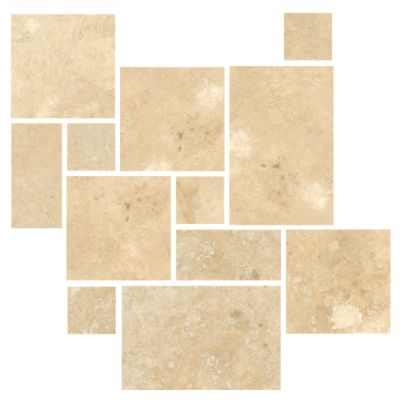 Classic Beige Travertine Versailles Pattern Tumbled Mosaic Floor and Wall  Tile (10 sqft per box)