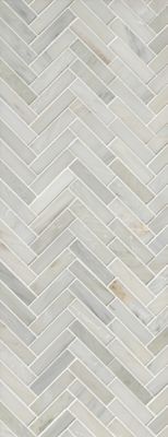 Shower Shelf Detail In Wall Of Herringbone Marble Tiles Stock