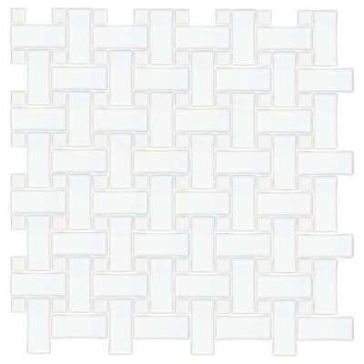 Basketweave Matte White with White Porcelain Mosaic Wall and Floor Tile ...