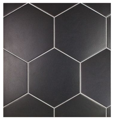 Black Hex Porcelain Wall and Floor Tile - 10 in. - The Tile Shop