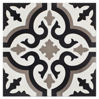 Liria Negro Encaustic Cement Wall and Floor Tile - 8 x 8 in.