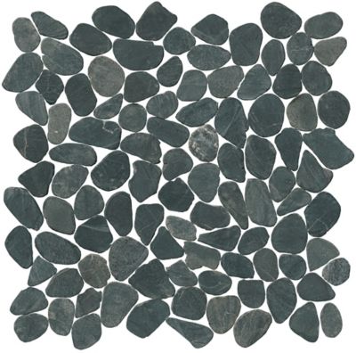 Black Sliced Pebble Mosaic Wall And Floor Tile 12 X 12 In The Tile