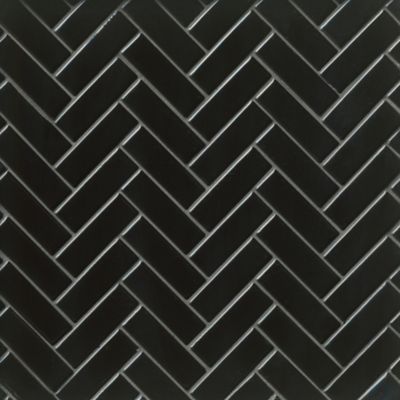 Herringbone Gloss Black Porcelain Mosaic Wall and Floor Tile - The Tile ...