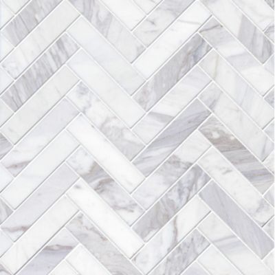 Volakas Honed Large Herringbone Marble Mosaic Wall and Floor Tile - The ...