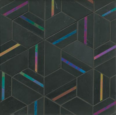 Kaleidoscope Stone with Glass Hex Mosaic Wall and Floor Tile 3 in