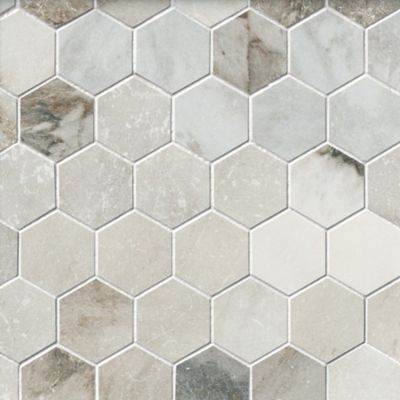 Hex Gloss White Porcelain Mosaic Tile - 2 x 2 in.