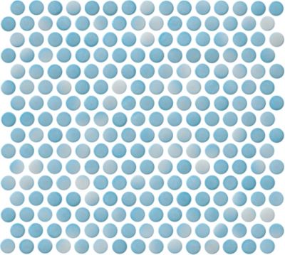 Penny Round Fresh Blue Porcelain Mosaic Wall and Floor Tile - The