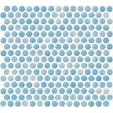 Penny Round Fresh Blue Porcelain Mosaic Wall and Floor Tile - The Tile Shop