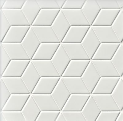 Imperial Bianco Gloss Rhombus Porcelain Mosaic Wall and Floor Tile