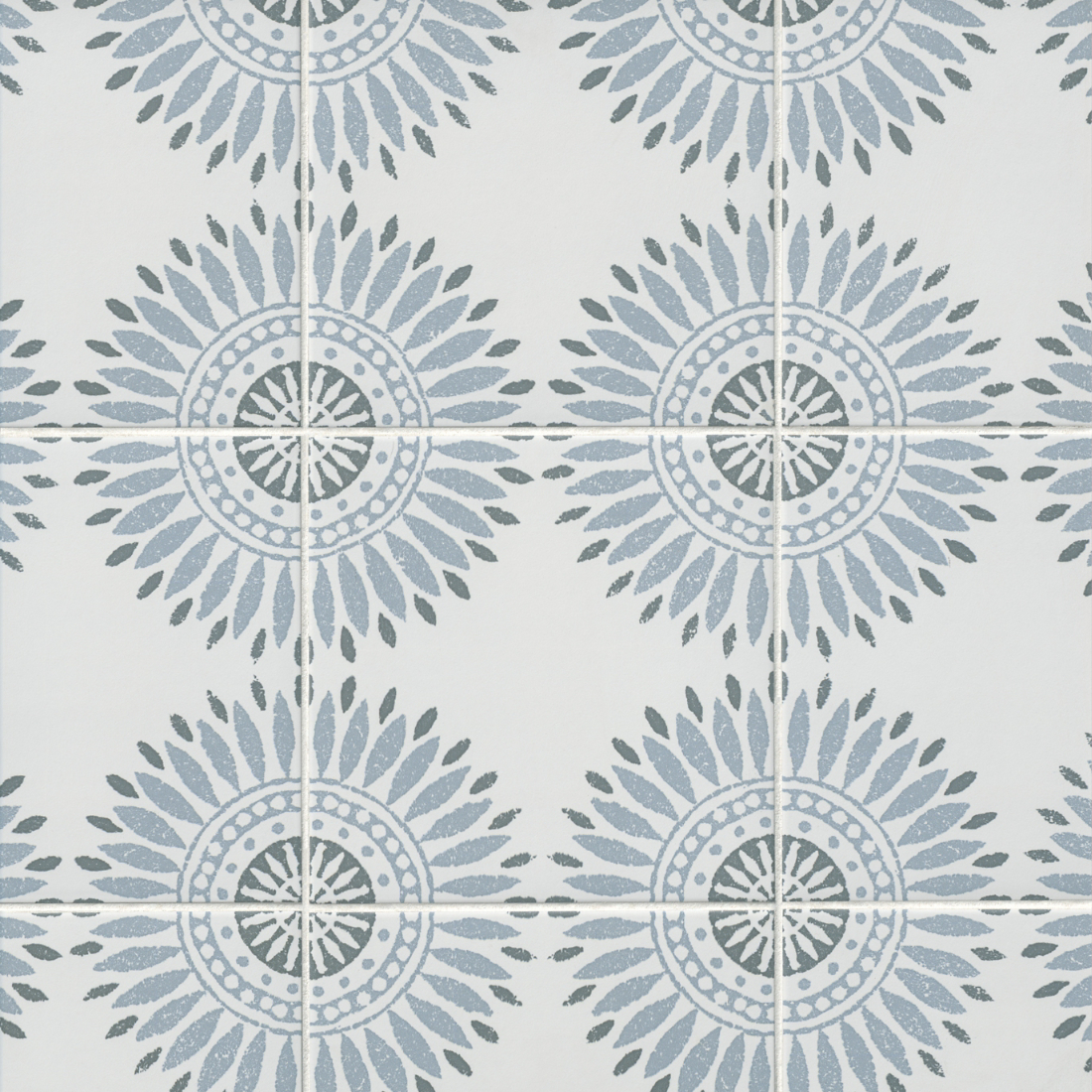 Laura Ashley Sunflower Charcoal with Cloud Blue Porcelain Wall and Floor  Tile - 8 x 8 in. - The Tile Shop