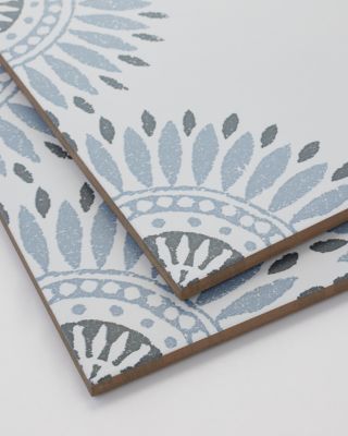 Laura Ashley Sunflower Charcoal with Cloud Blue Porcelain Wall and Floor  Tile - 8 x 8 in. - The Tile Shop