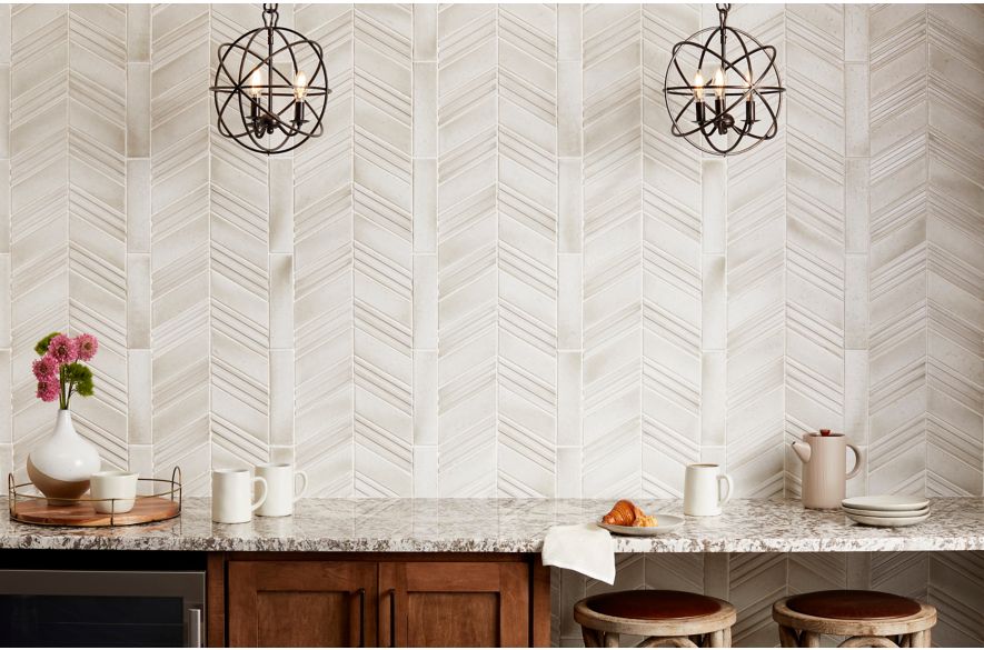 Cream ceramic wall tile design.