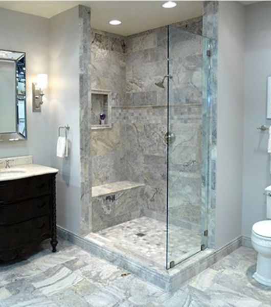 Silver Travertine Tile Washroom Area