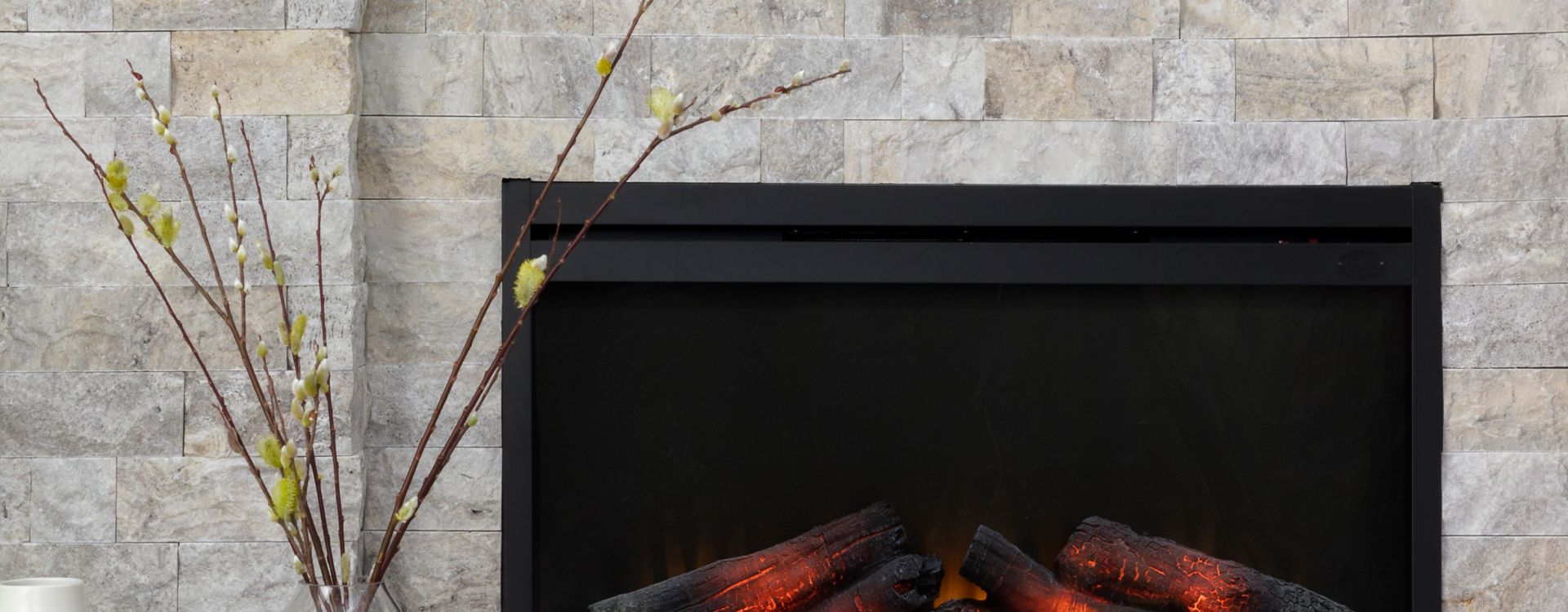 travertine fireplace