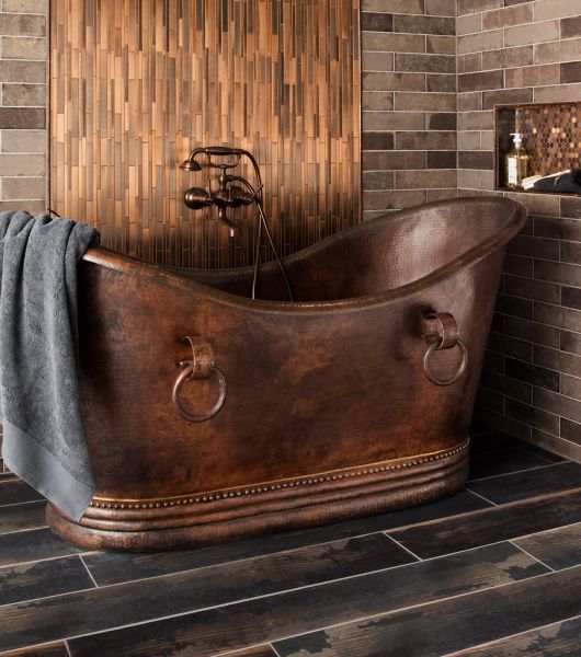 metal mosaic copper bathroom