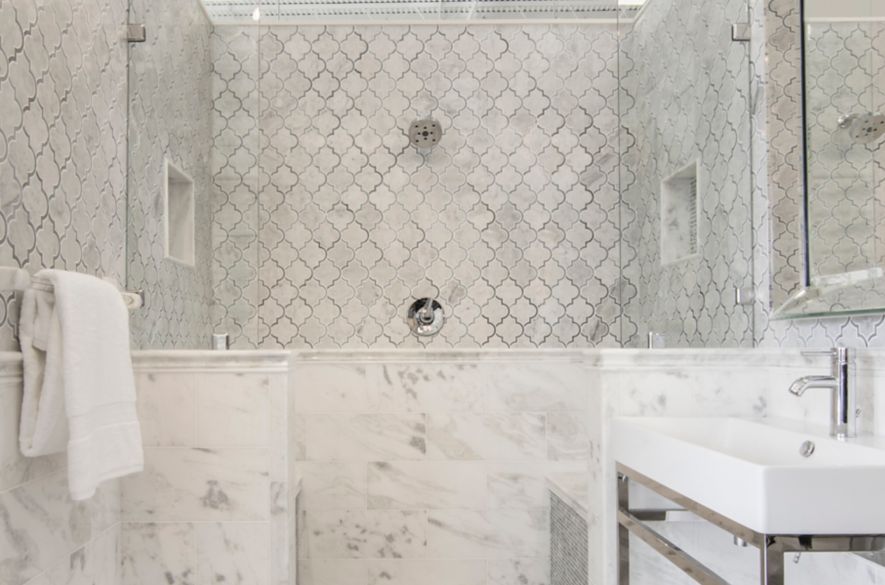 marble floor and wall tiles. 