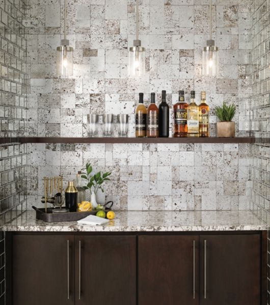 A bar backsplash using 12