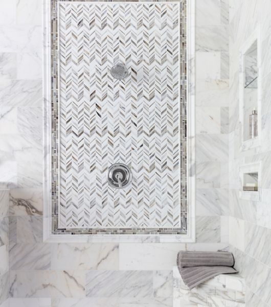 marble floor and wall tiles.