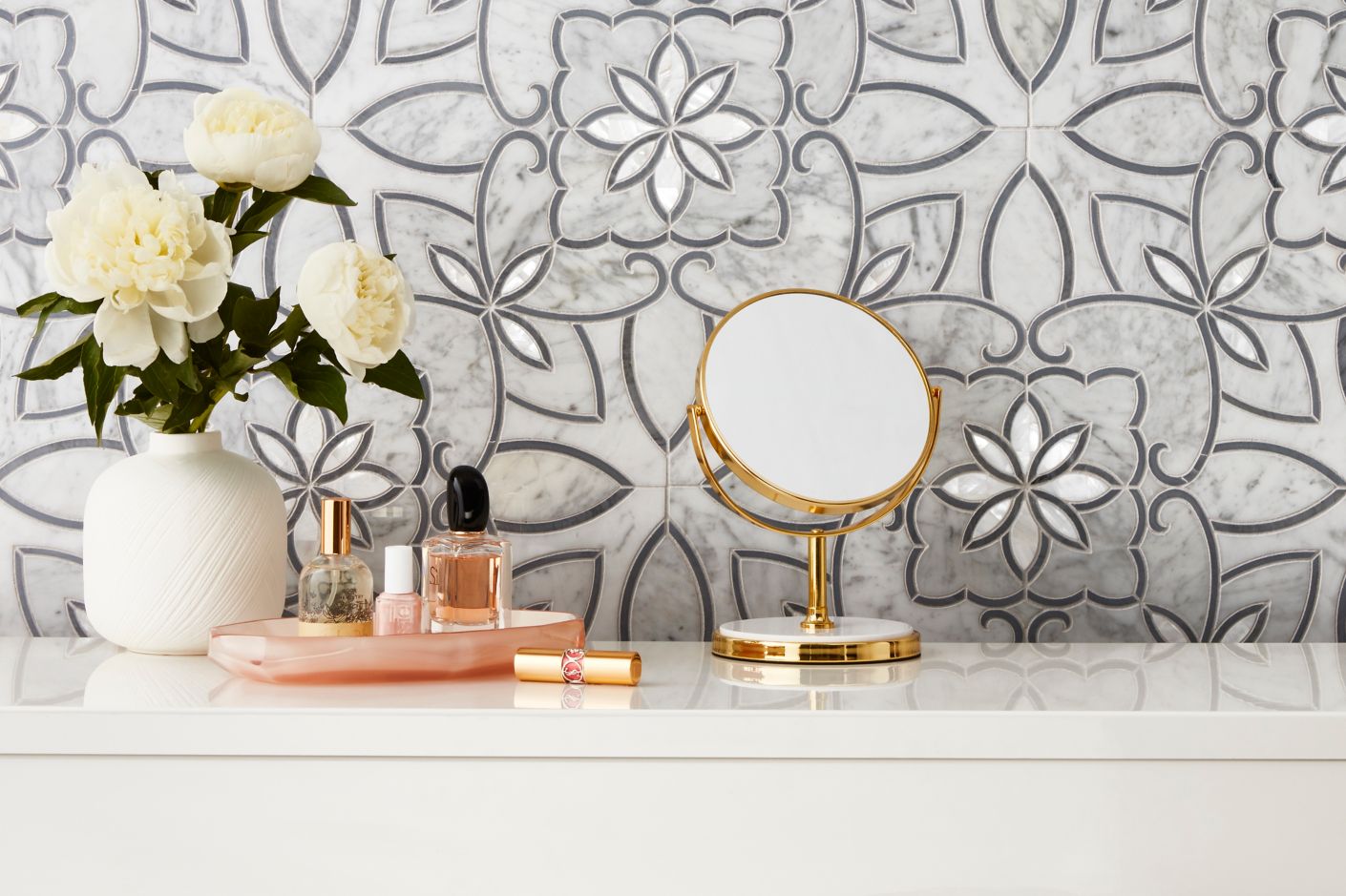 Camilla with Gold Antique Mirror Mosaic Wall Tile - The Tile Shop