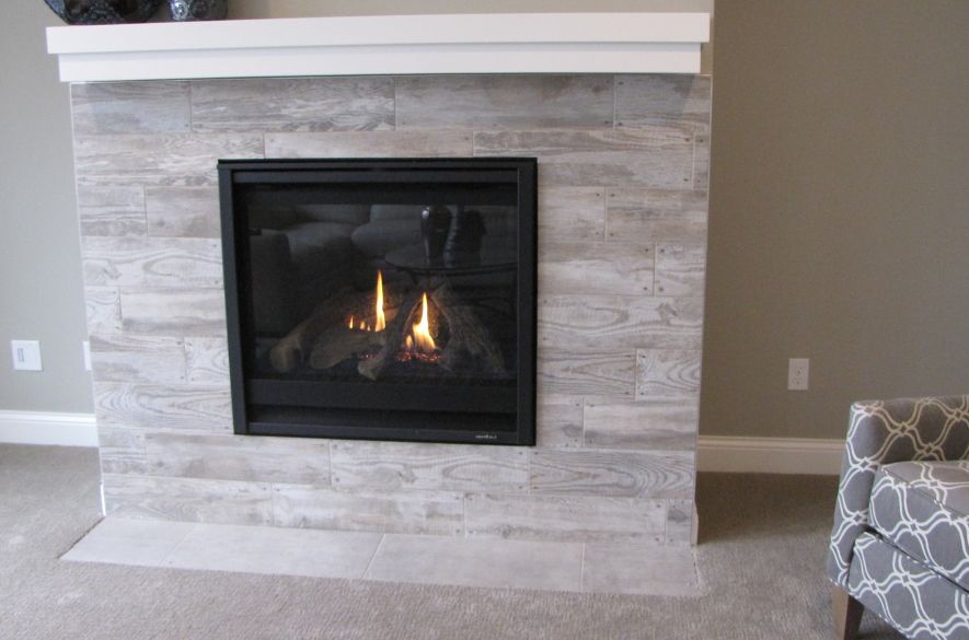 modern tiled fireplace