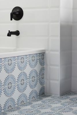 Laura Ashley Sunflower Charcoal with Cloud Blue Porcelain Wall and Floor  Tile - 8 x 8 in. - The Tile Shop