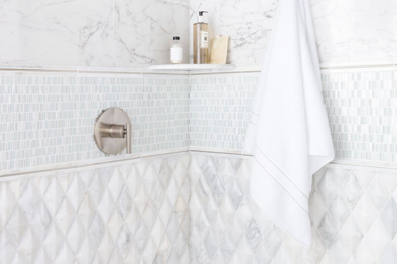 shower tile white marble