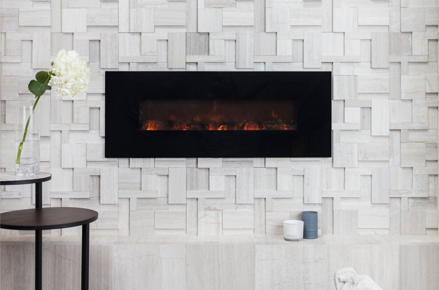 modern tiled fireplace