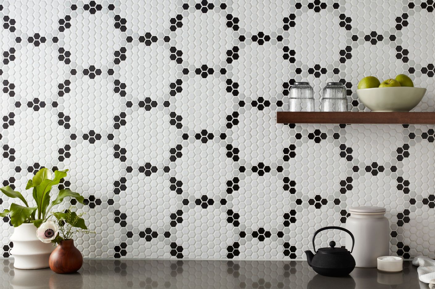 Hex matte collodi porcelain mosaic kitchen wall tile backsplash