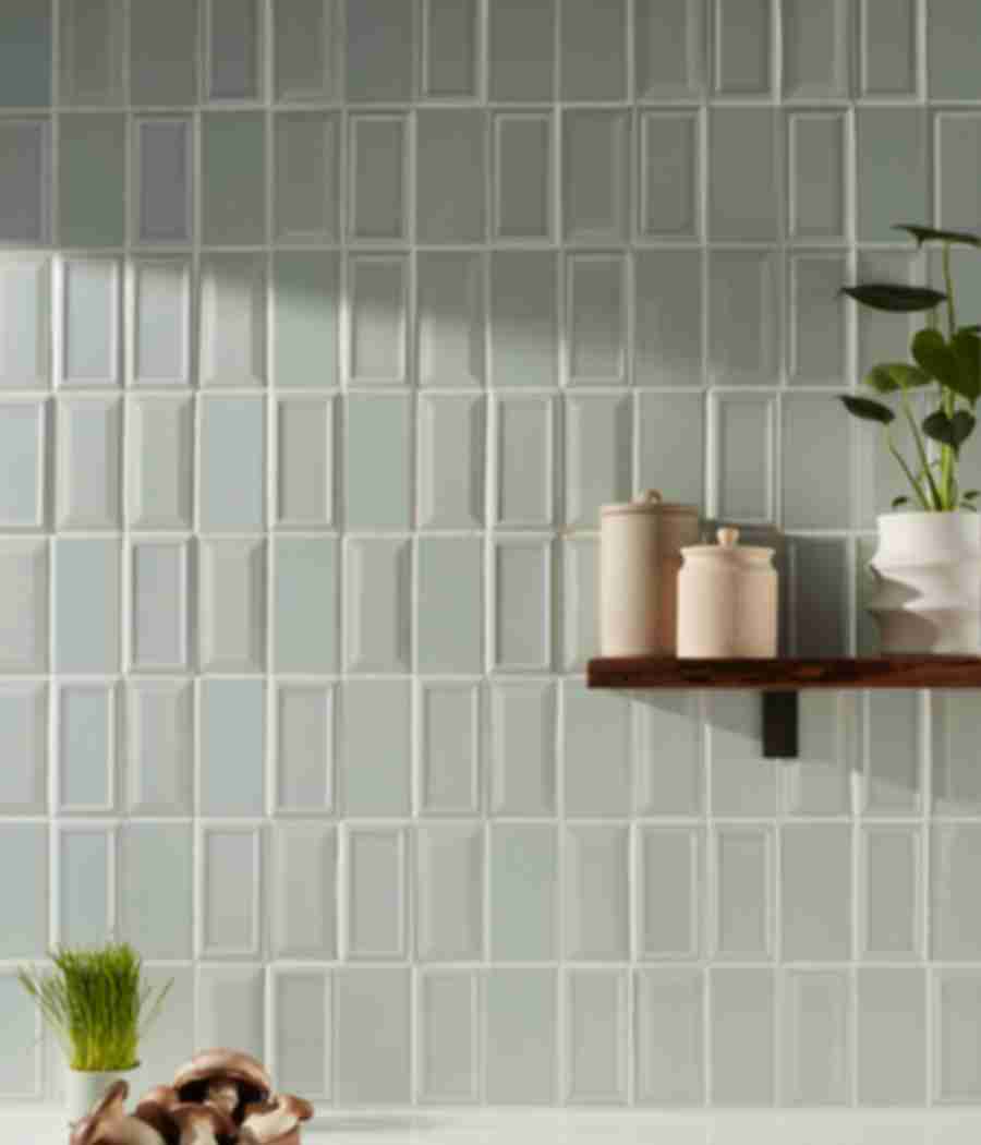 Imperial mint gloss ceramic subway wall tile with bevel and frame details