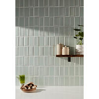 Thumbnail image of Imperial mint gloss ceramic subway wall tile with bevel and frame details
