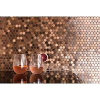 Thumbnail image of Bar area with Copper penny mosaic tile used as accent wall.  