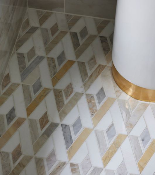 Gold and marble floor tile.