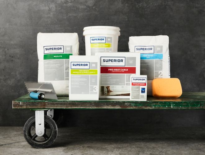 Utility cart loaded with Superior products.