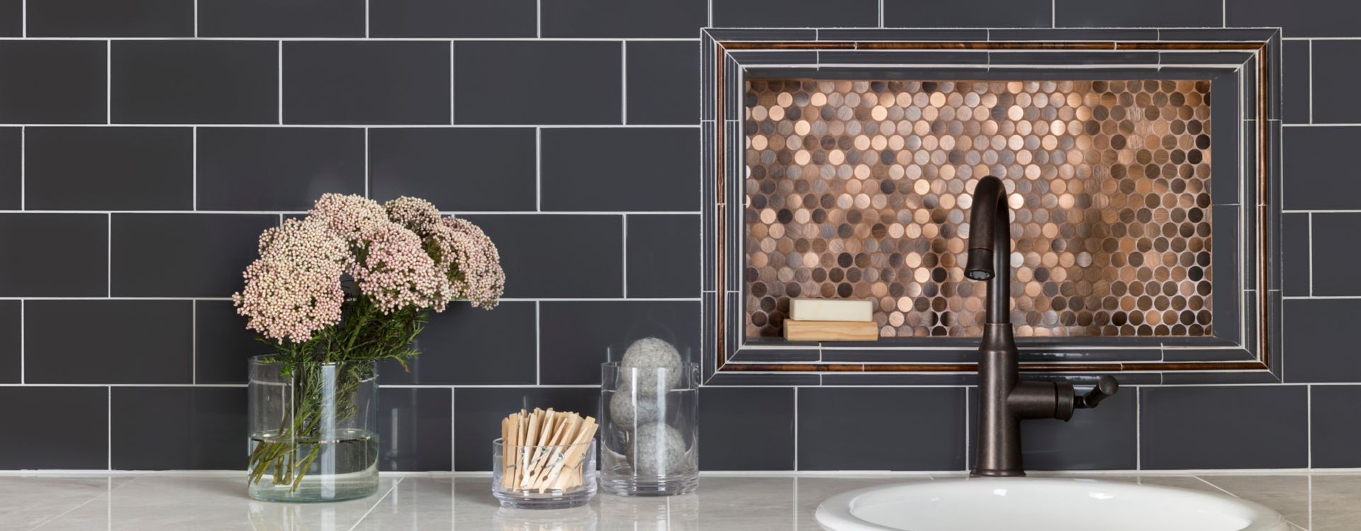 navy blue kitchen backsplash tile