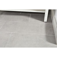 Thumbnail image of Light grey Porcelain Floor Tile - 12 x 24 in in stagger pattern.