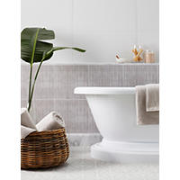 Thumbnail image of bathroon scene with wall tile embossed, grass-cloth feel 3-D texture