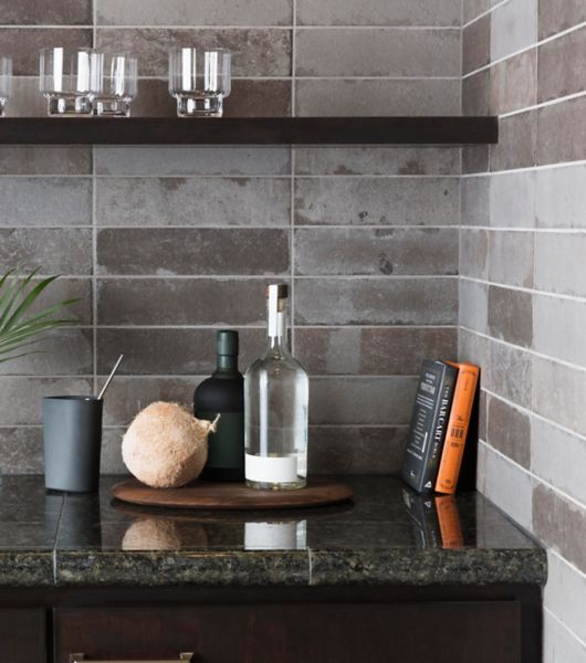 grey  tiles Kitchen Area. 