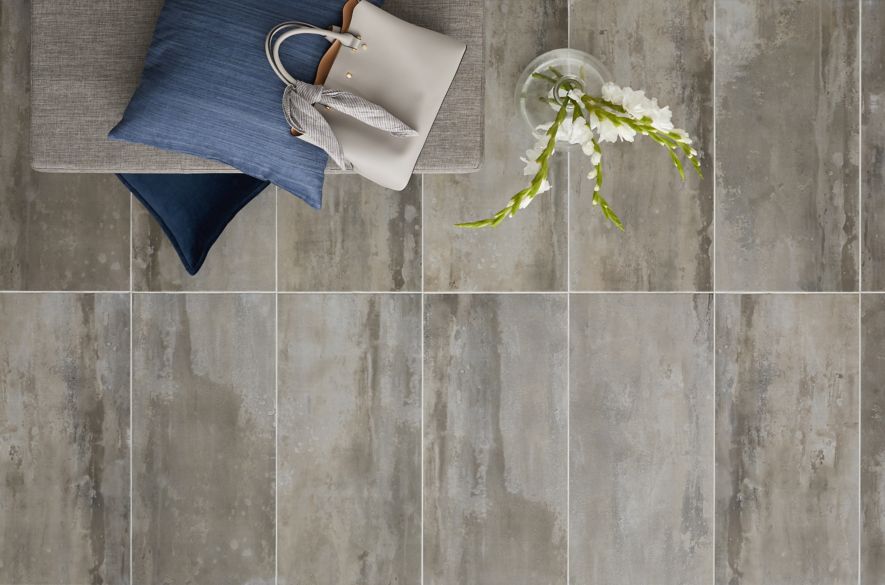 Grey and beige industrial floor tile.