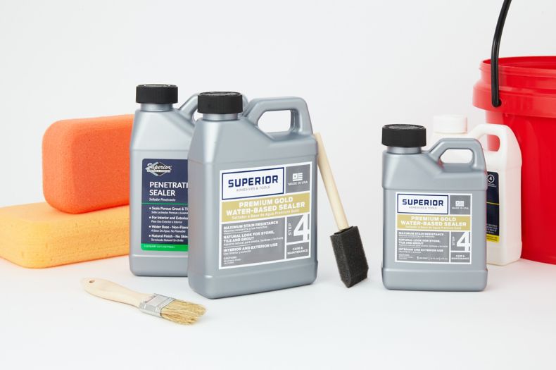 Superior sealer products, sponges, and bucket.