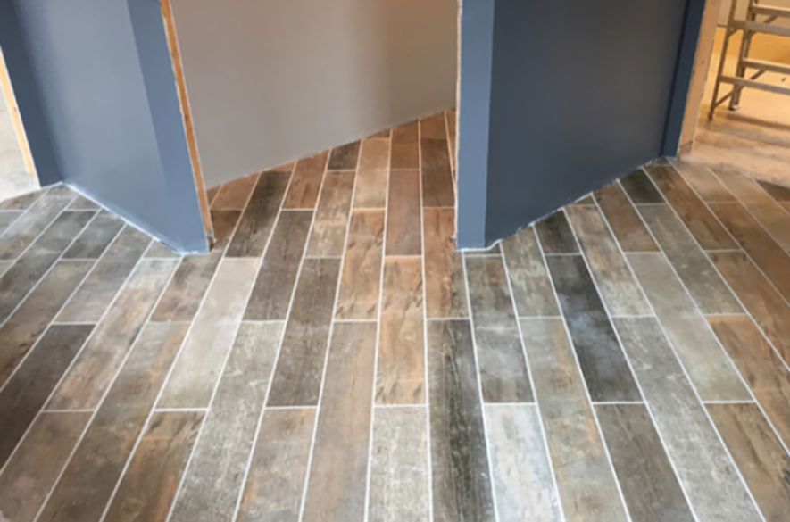 wood-like floor tiles.