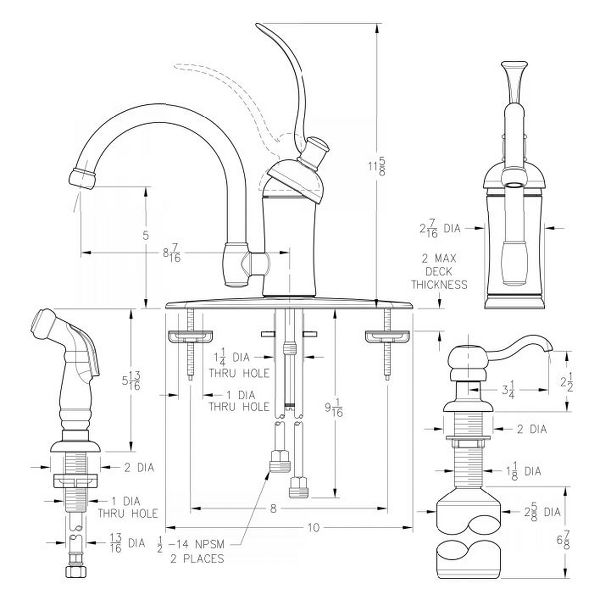 Stainless Steel Amherst GT34-4HAS 1-Handle Kitchen Faucet | Pfister Faucets