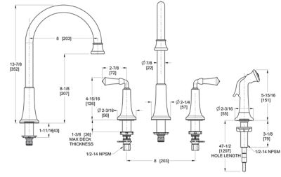 Tuscan Bronze Bellport F 031 4BPY 2 Handle Kitchen Faucet Pfister Faucets   Pf Dim F 031 4bp