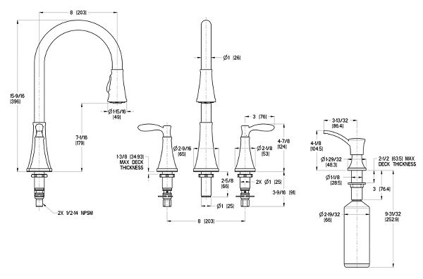 Stainless Steel Peteluma F-531-4PAS 2-Handle Pull-Down Kitchen Faucet ...