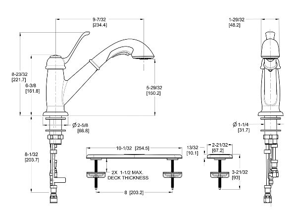 Stainless Steel Bixby F-538-5LCS 1-Handle Pull-Out Kitchen Faucet ...