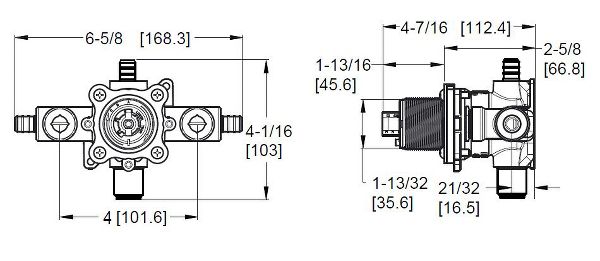 Unfinished 0X8 Valve JX8-340P 0X8 Series Tub & Shower Rough-In Valve ...