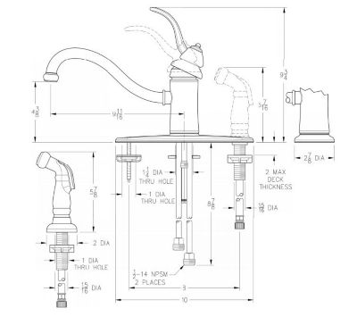 Tuscan Bronze Marielle T34 PTYY 1 Handle Kitchen Faucet Pfister Faucets   Pf Dim T34 Xt