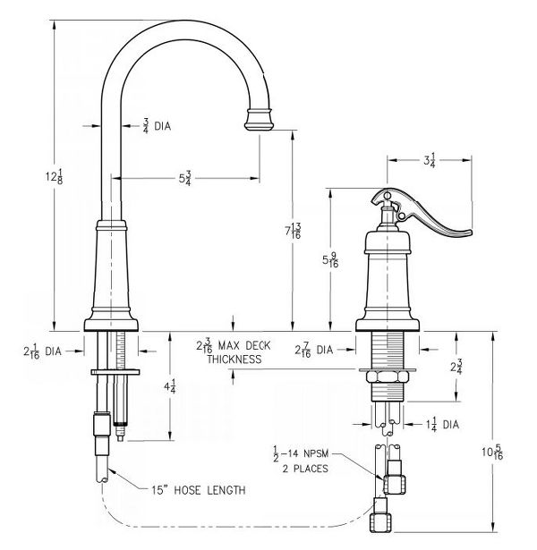 Brushed Nickel Ashfield T72-YP2K 1-Handle Bar & Prep Faucet | Pfister ...